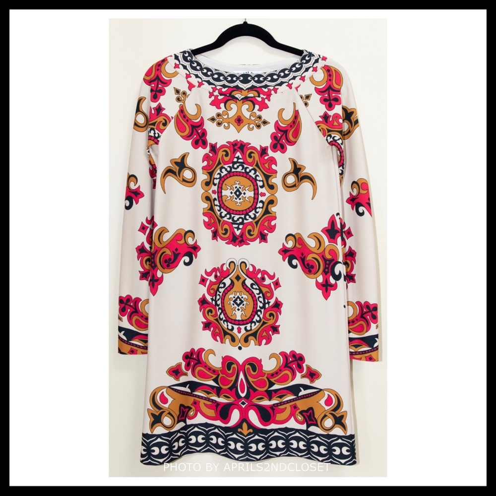 TIBI LONG SLEEVES BLACK PRINT A-LINE DRESS A3C - Picture 4 of 8